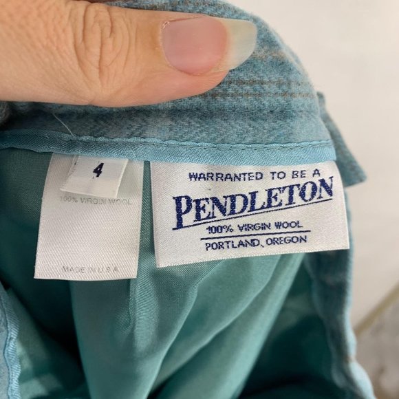 Pendleton Blue Plaid Wool Blazer Midi Length Skirt Set Small - Picture 14 of 16